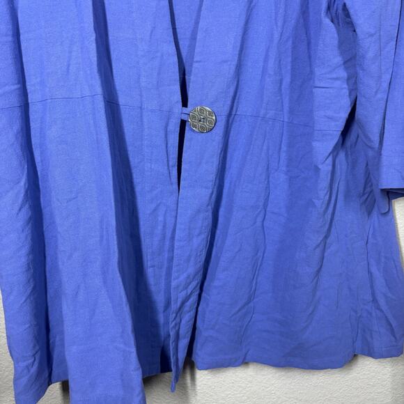 Soft Surroundings Plus Size 2X Benedetta Gauze Topper Cardigan Blue One Button - Picture 5 of 7